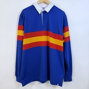 Withernot Ulysses Rugby Polo Shirt Mens XXL Royal Blue Red Gold Tri Stripe